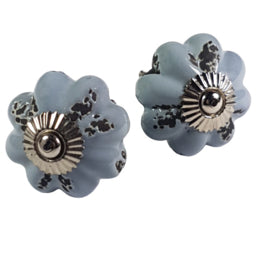 Porcelain button star distressed crackle - gray (4cm)