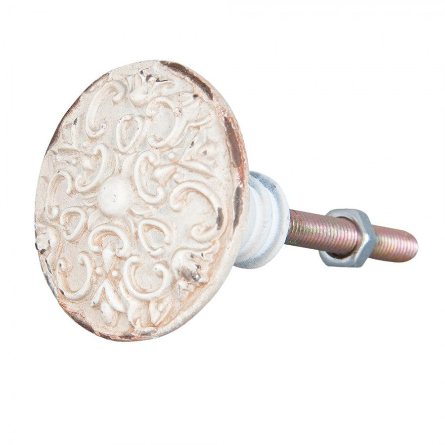 Deurknop Ø 3 cm Wit Tin Rond