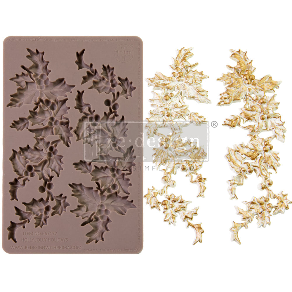 Holly Jolly Holidays (12.7 x 20.32 cm) - Silicone casting mold