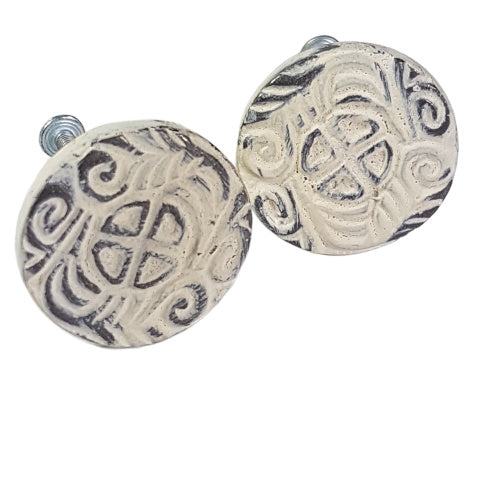 Metalen knop Henna - antiek wit (3,5cm)