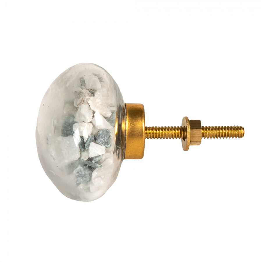 Deurknop 5 cm Grijs Wit Glas Meubelknop