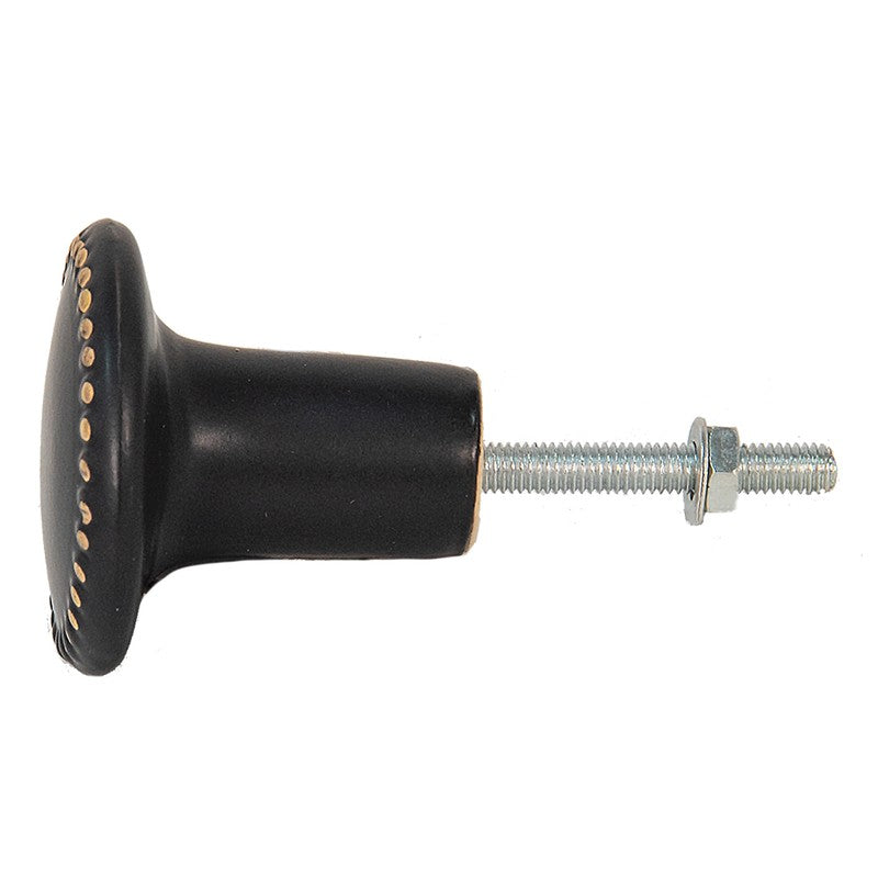 Doorknob Ø 4 cm Black Gold-colored Ceramic