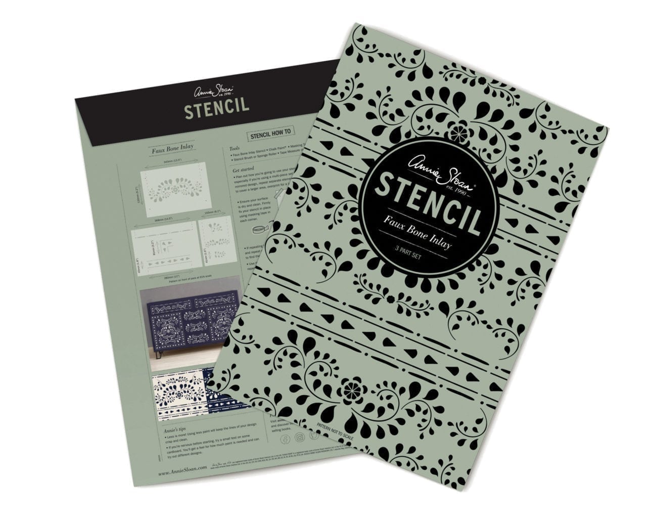 Faux bone inlay - Annie Sloan - Stencil Woodubend