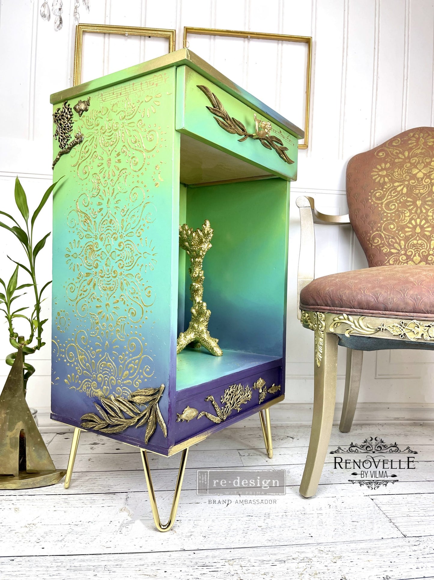 Eastern Abstract (45,72 x 64,77cm) - Redesign with Prima - Stencil Vintage Paint