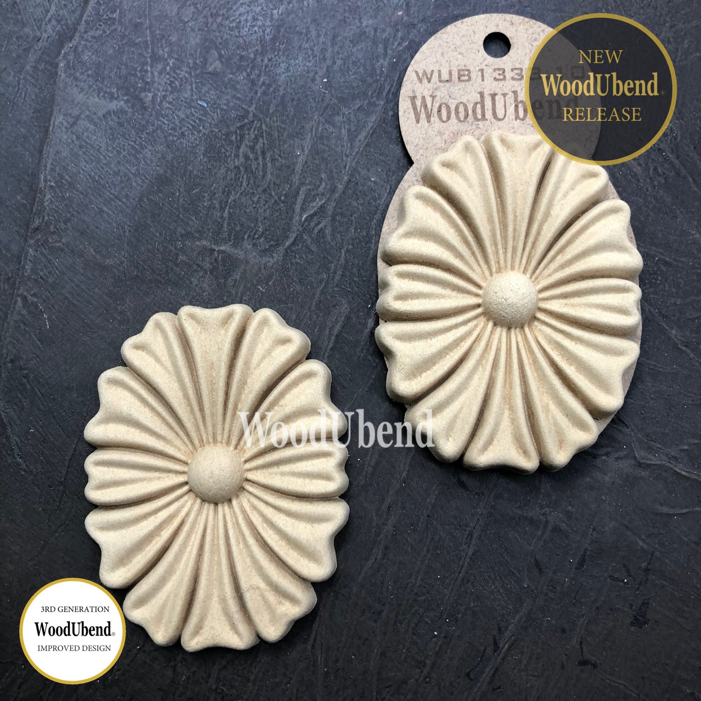 Set van 2 rechthoekige bloemen (7,5x10cm) - WUB1333.10 Woodubend