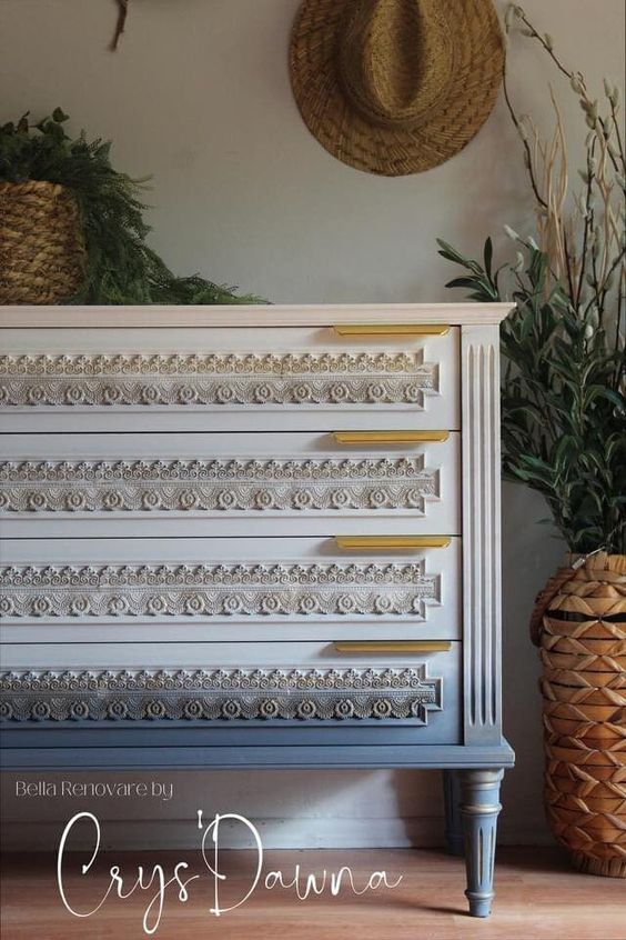 Border Lace II - Siliconen gietmal Vintage Paint