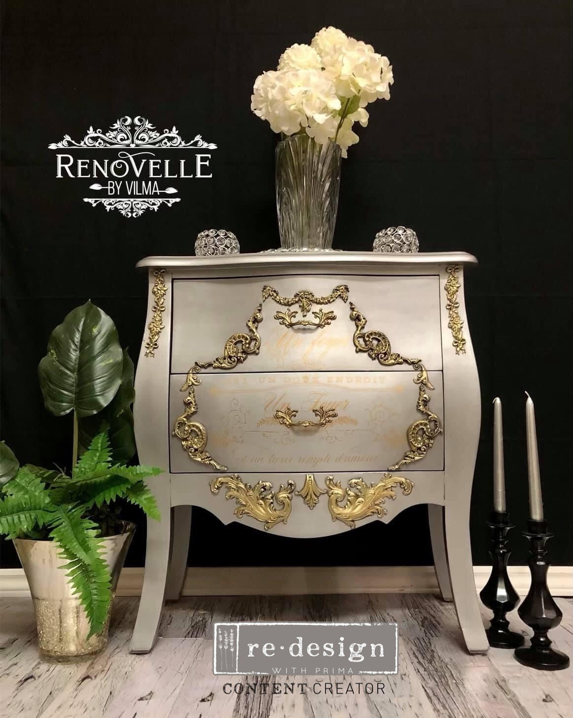 Italian Villa Scrolls (12,7 x 20,32cm) - Siliconen gietmal Vintage Paint