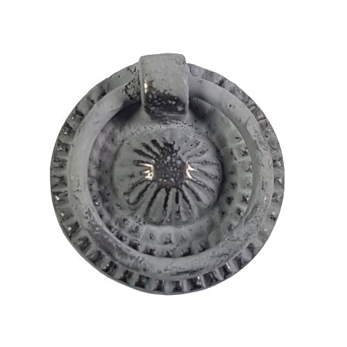 Ronde greep met ring - grijs antiek (3,5cm)