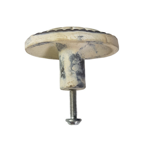 Metalen knop ovaal - antiek wit (5 x 3cm)