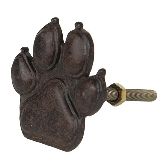 Doorknob Paw print Ø 4 cm Brown Iron
