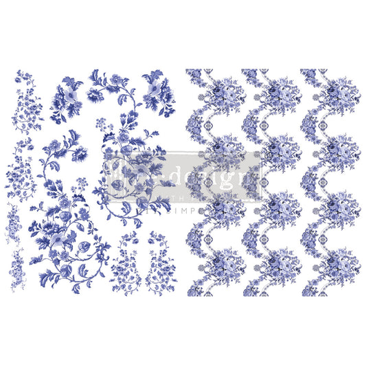 Azure Florals (21.59 x 27.94cm) - Redesign H2O Transfers®
