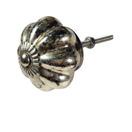 Porseleinen knop ster - antiek zilver (4,5cm)