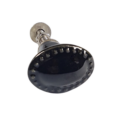 Porseleinen knop ovaal - zwart (3 x 2,5cm)