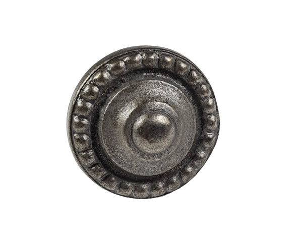 Metalen knop rond bewerkte rand - grijs (3,5cm)
