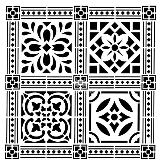 Victorian Tile (50x50cm) - Posh Chalk - Pochoir
