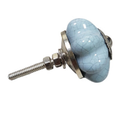 Porseleinen knop ster craquelé - grijs (4cm)