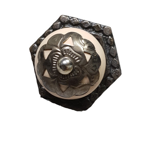 Porseleinen knop vintage - brons (5,5cm)