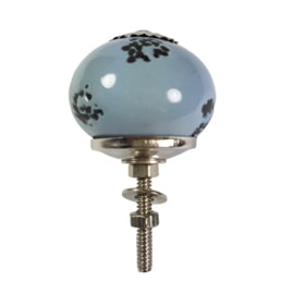 Porseleinen knop rond distressed - grijs (4cm)