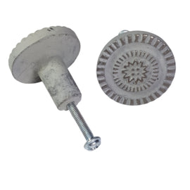 Metalen knop rond  - grijs (3,5cm)