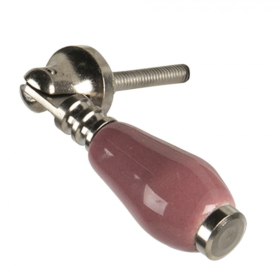 Deurknop 2x6 cm Roze Keramiek Meubelknop