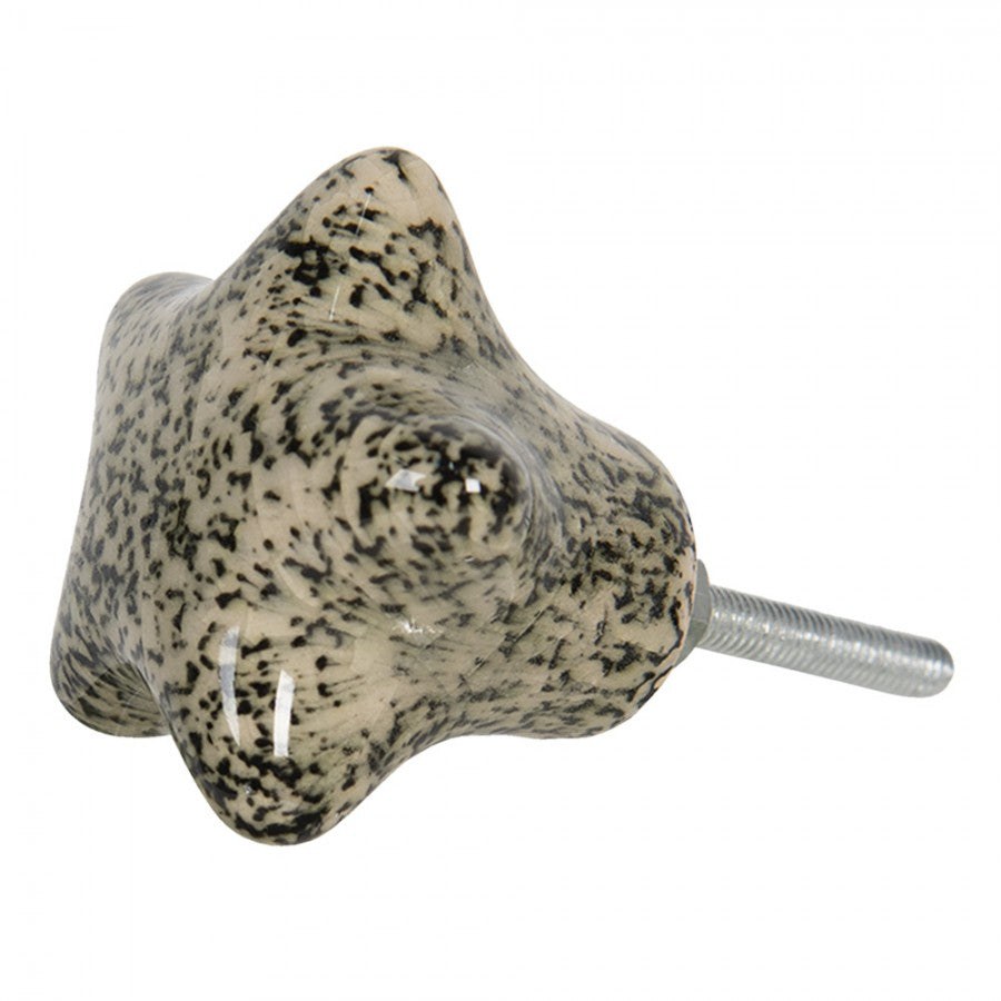 Deurknop 4 cm Zwart Keramiek Ster