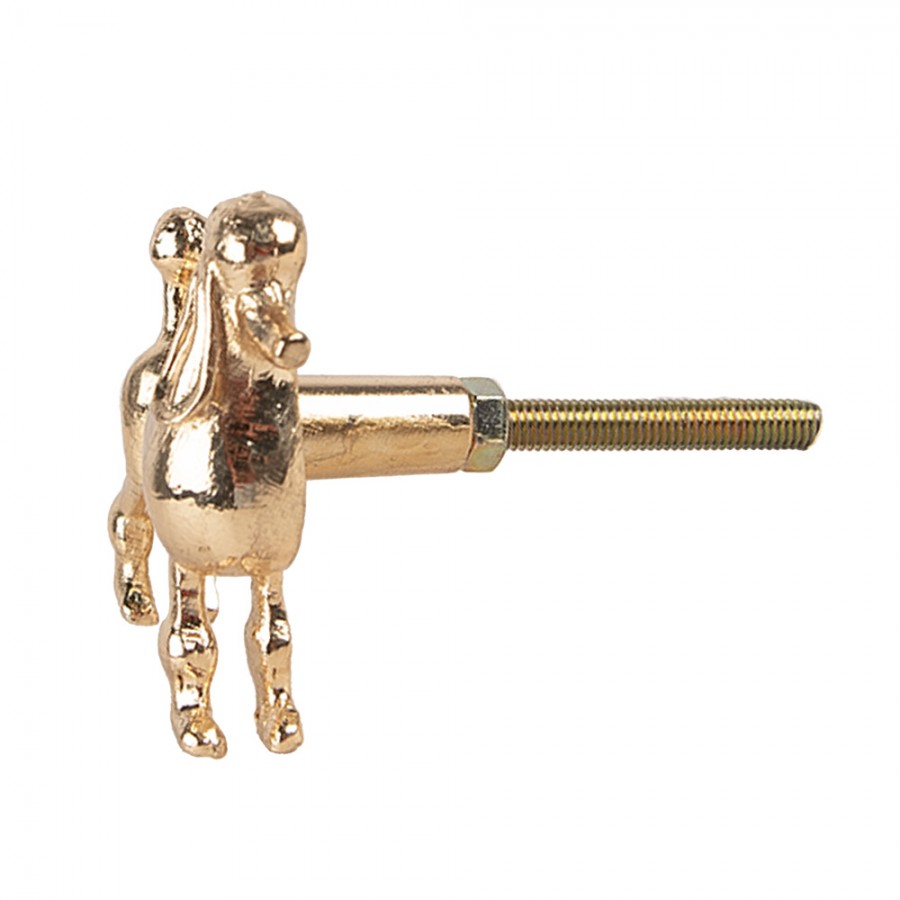 Deurknop Hond Poedel 5x4x5 cm Goudkleurig Metaal