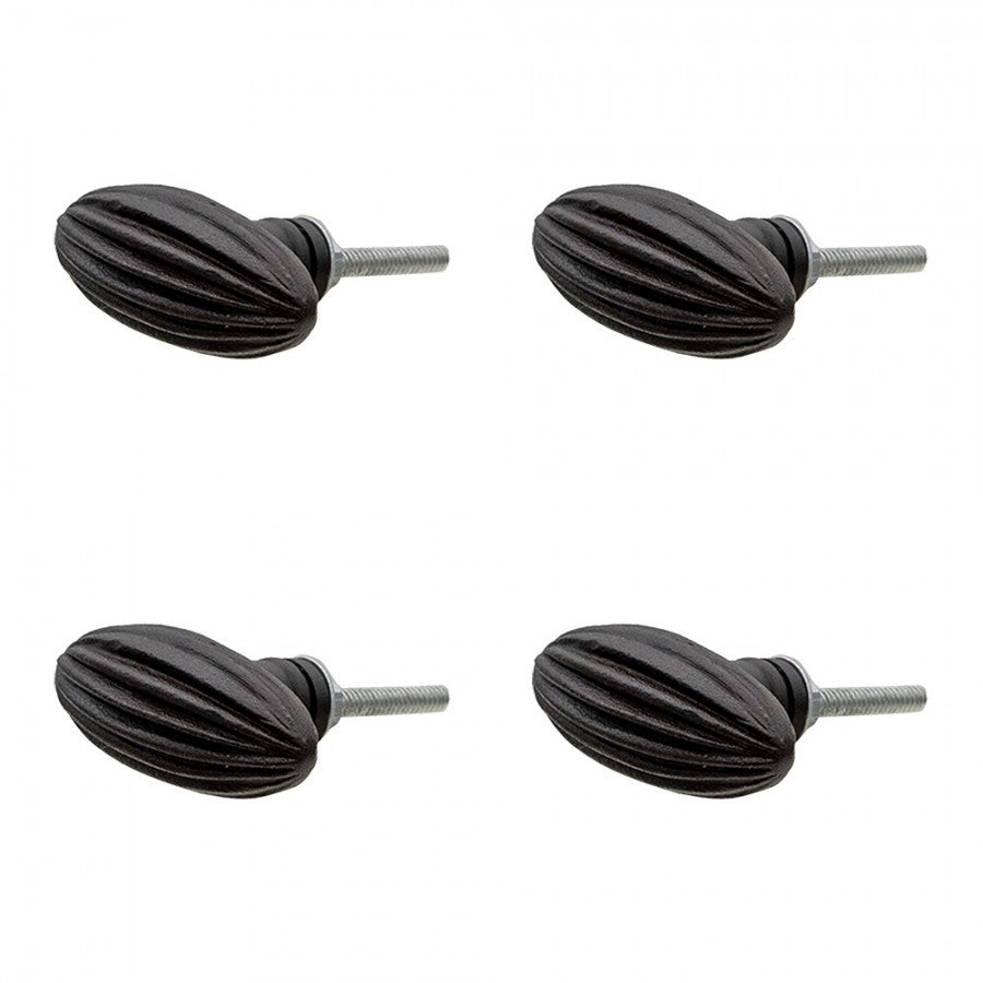 Deurknop Set van 4 2x4x5 cm Zwart IJzer Meubelknop