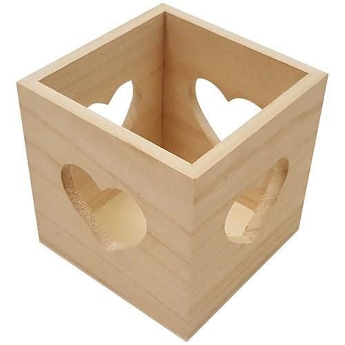 Houten Theelichthouder Hartje (10x10x10cm)