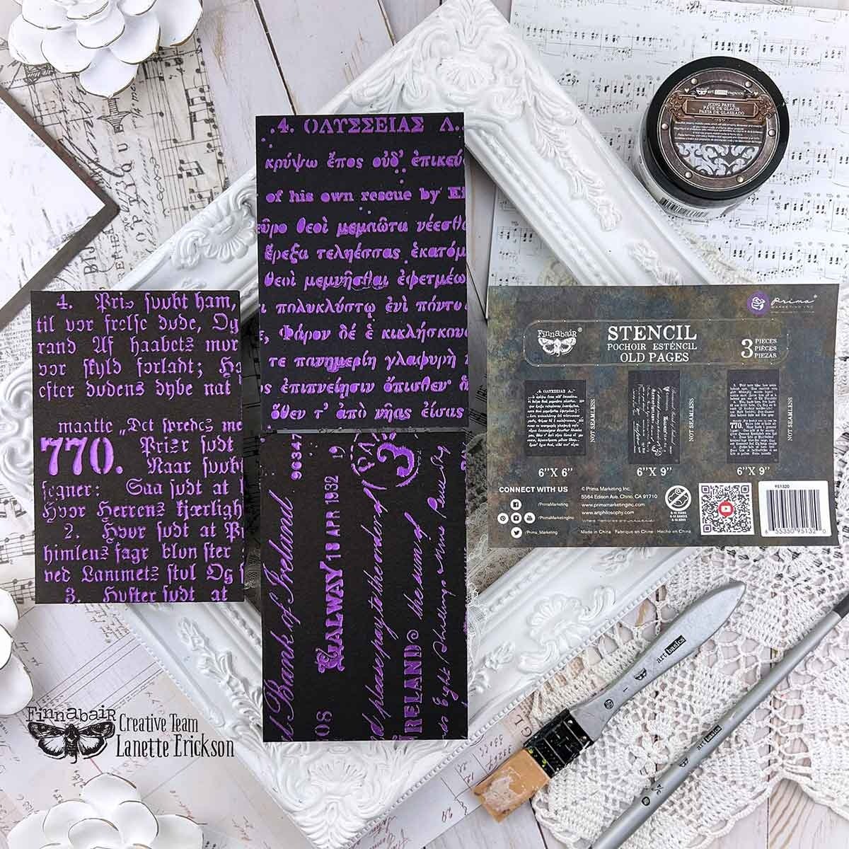 Old Pages, 3 pack (15,24 x 22,86cm elk) - Redesign with Prima - Stencil