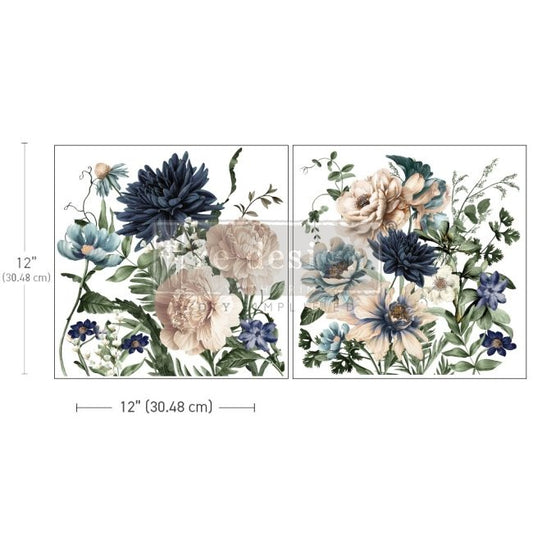 Cerulean Blooms (30.5 x 30.5cm) - Redesign Décor Transfers® MIDDY