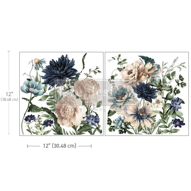 Cerulean Blooms (30.5 x 30.5cm) - Redesign Décor Transfers® MIDDY