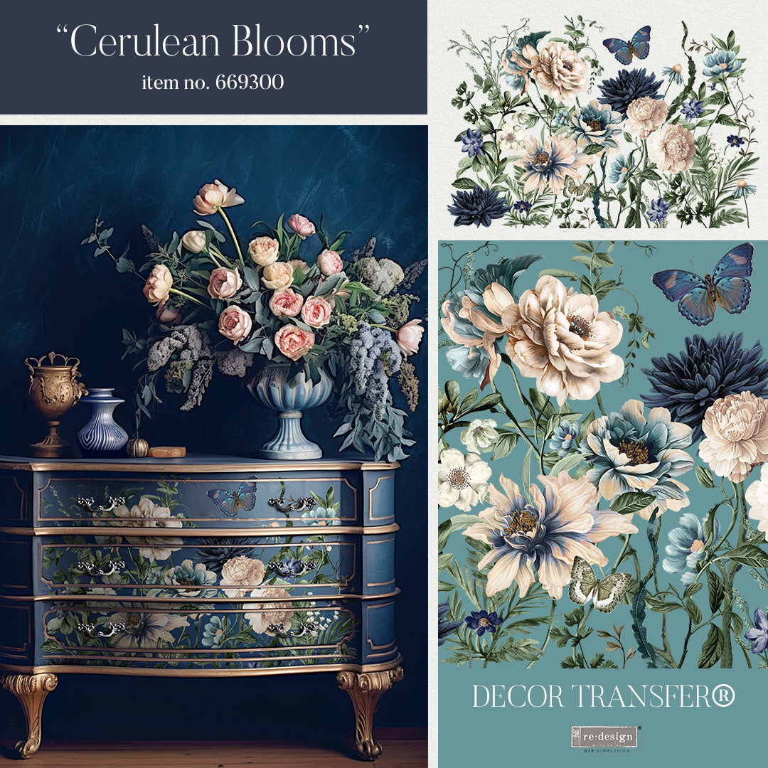Cerulean Blooms (61 x 89cm) - Redesign Décor Transfers®