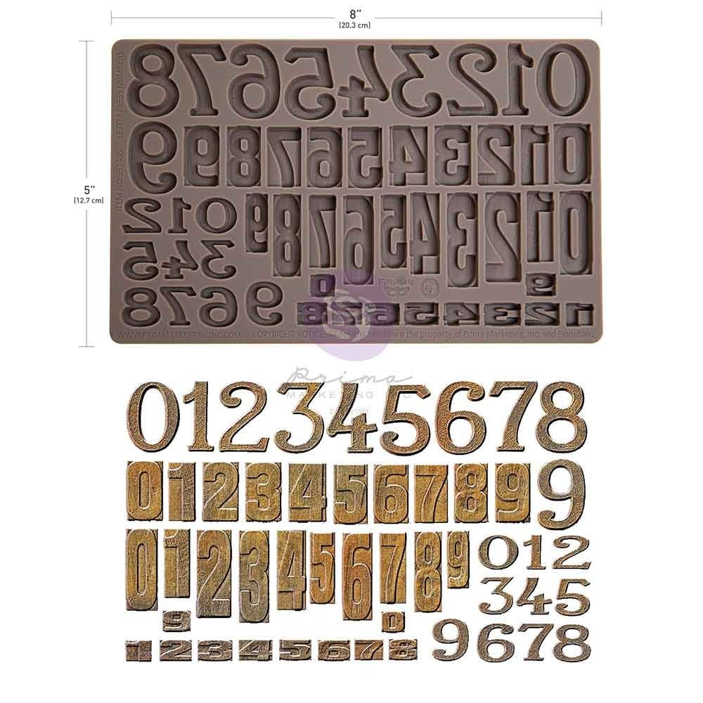 Letterpress Numbers (12,7 x 20,32cm) - Siliconen gietmal