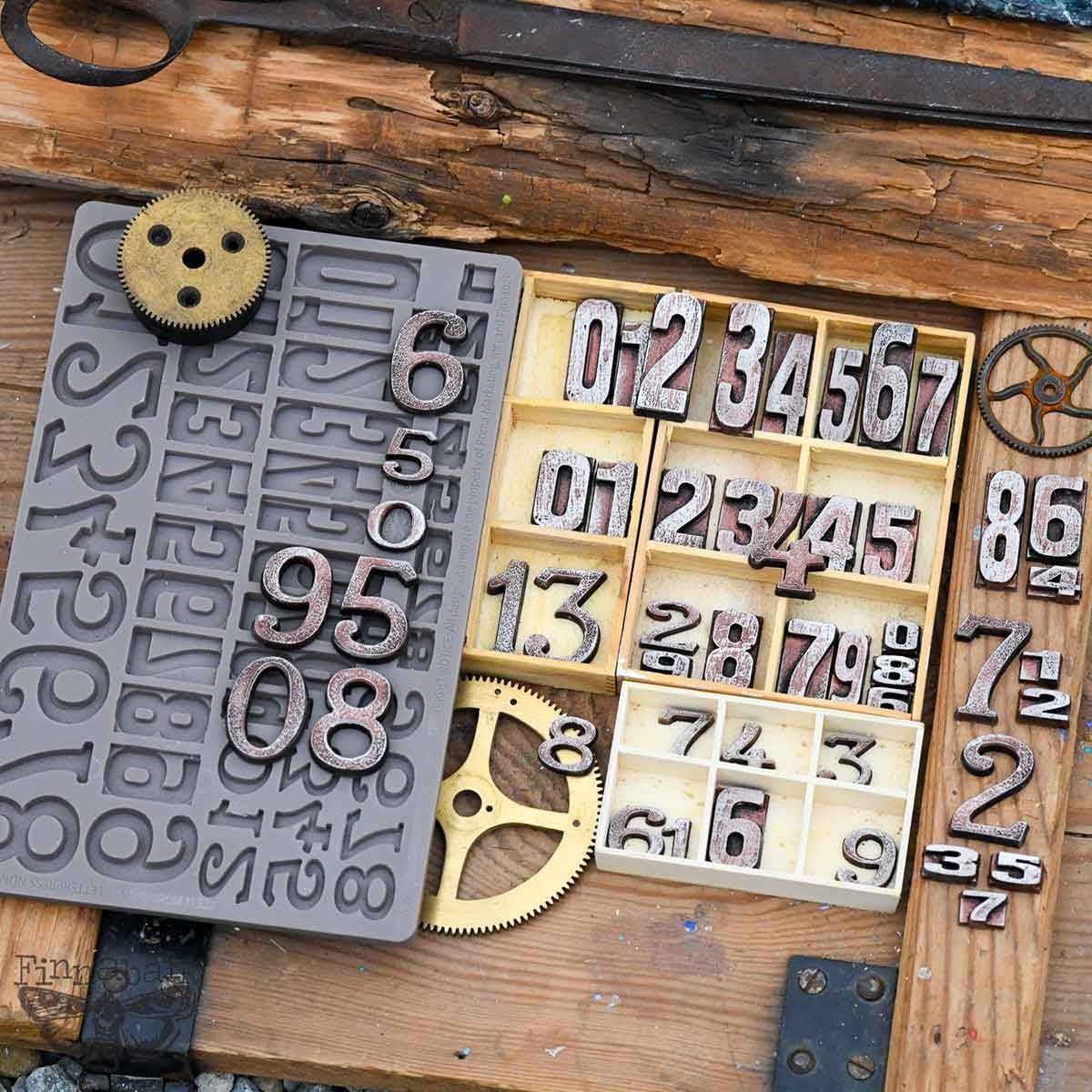Letterpress Numbers (12,7 x 20,32cm) - Siliconen gietmal