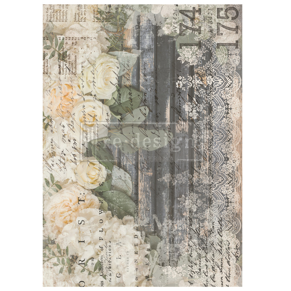 White Fleur (55,88 x 76,20cm) - Redesign Décor Transfers® Vintage Paint