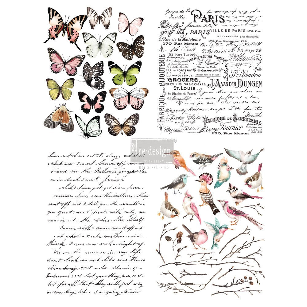 Parisian Butterflies (55,88 x 76,20cm) - Redesign Décor Transfers® Vintage Paint