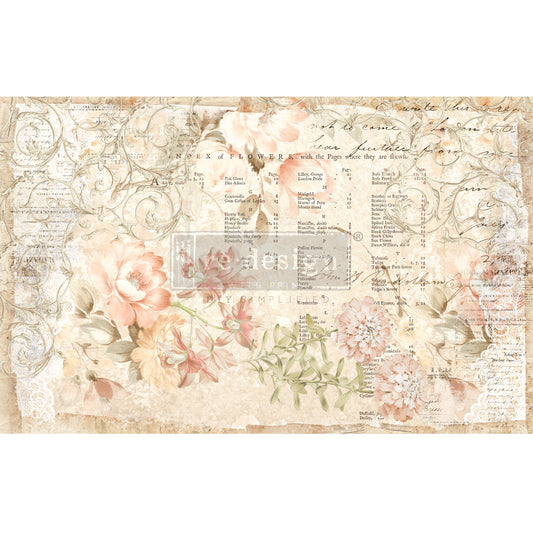 Floral parchment (48x76cm) - Redesign découpage Redesign with Prima