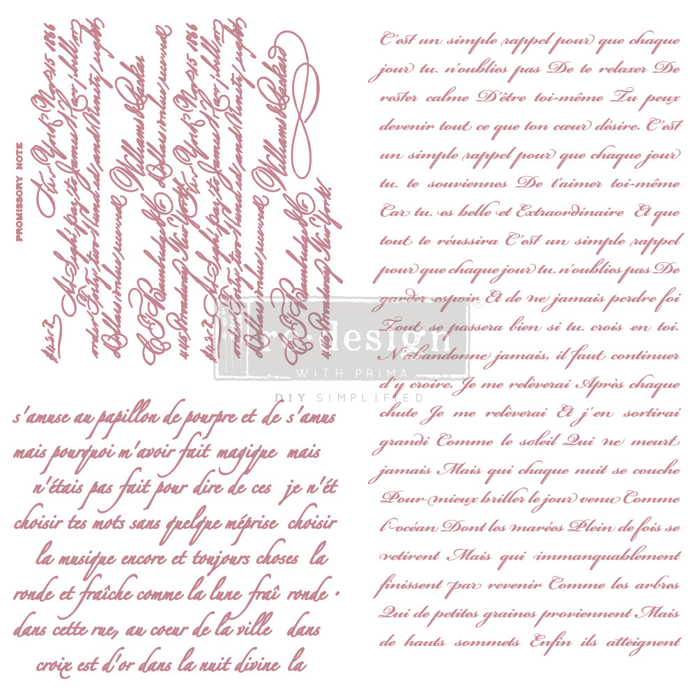 Vintage Script (30,48 x 30,48cm) - Decoratie stempel Vintage Paint