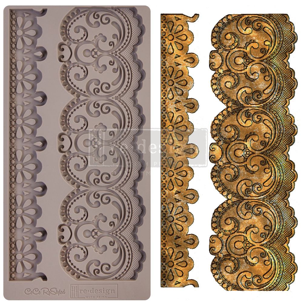 Border Lace I (12,7 x 25,4cm) - Siliconen gietmal Vintage Paint