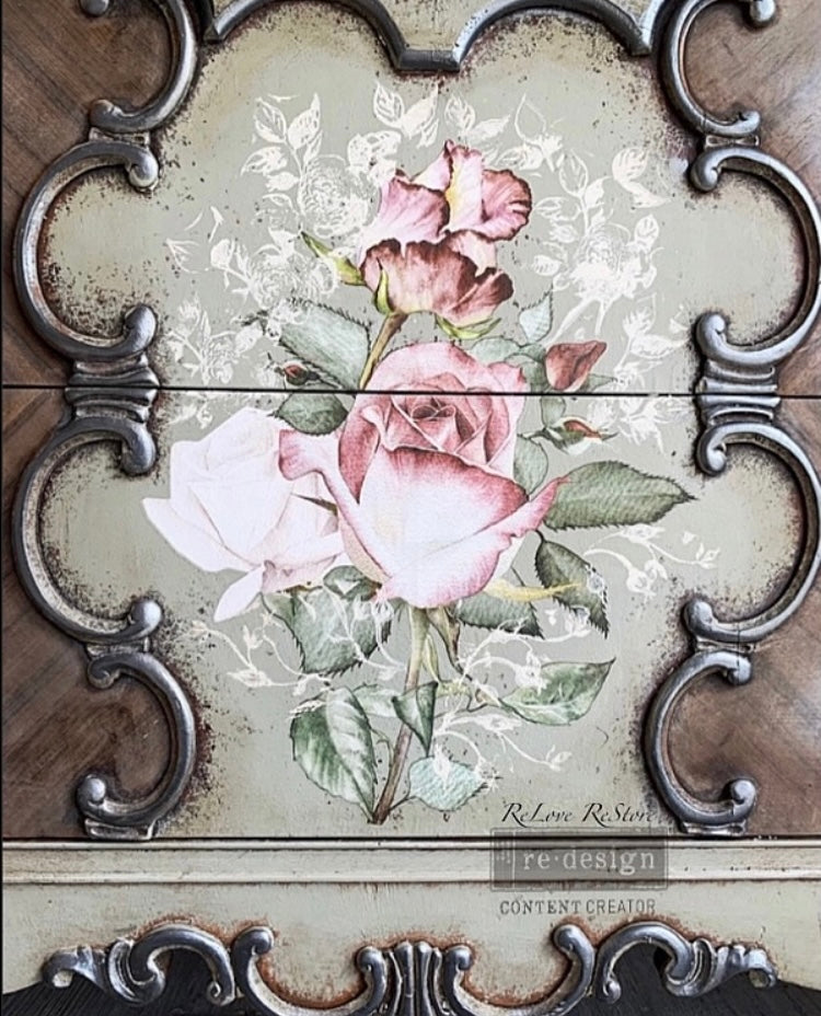Floral Script (30,48 x 30,48cm) - Decoratie stempel Vintage Paint