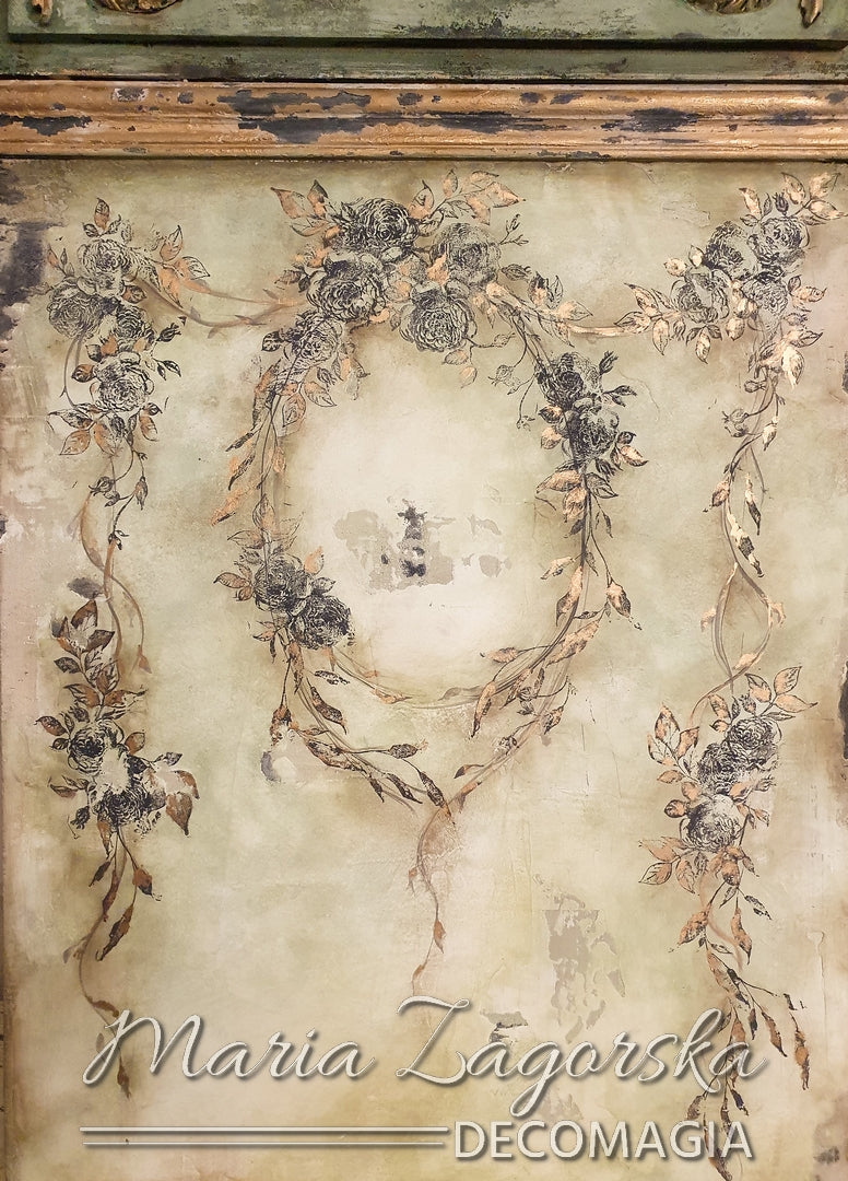 Floral Script (30,48 x 30,48cm) - Decoratie stempel Vintage Paint