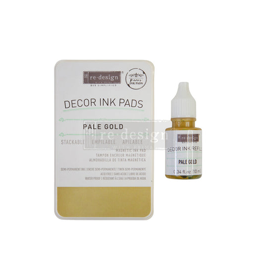 Pale Gold (1 magnetic case + dry ink pad + 10ml ink bottle) - Décor Ink Pad Vintage Paint